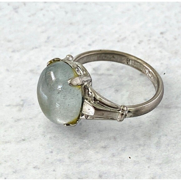 Gray Moonstone Sterling Silver Ring Sz 5 3/4 Retro Vintage Signed McGrath Hamin - Picture 5 of 11